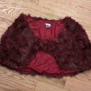 Burgundy Fur Shrug real fur